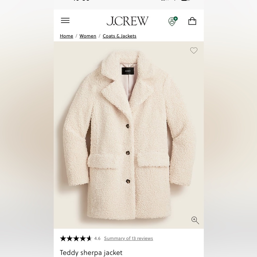 J. Crew Off-White Teddy Jacket